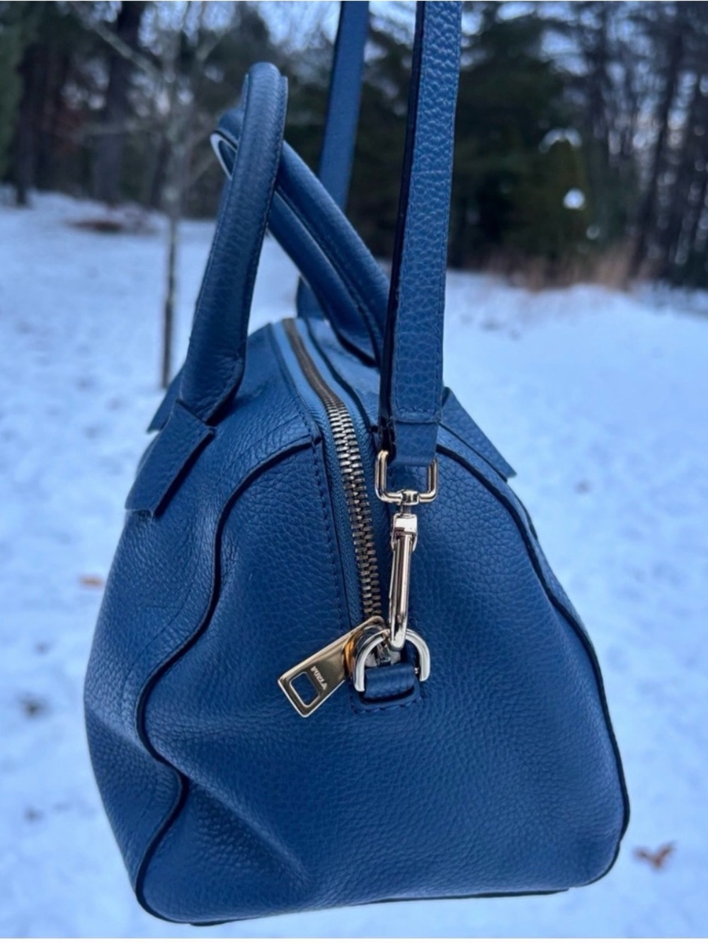 Furla Navy Leather Satchel Crossbody Bag - NWOT - Picture 11 of 15